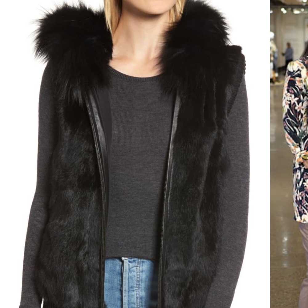 Jocelyn genuine fur hooded vest